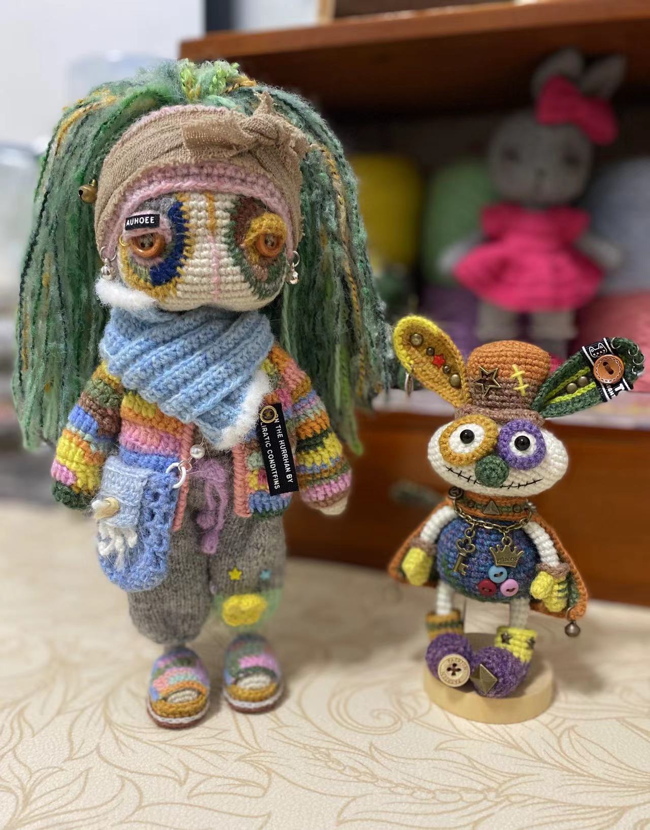 Handcrafted Knitted Doll with Detachable and Interchangeable Clothing