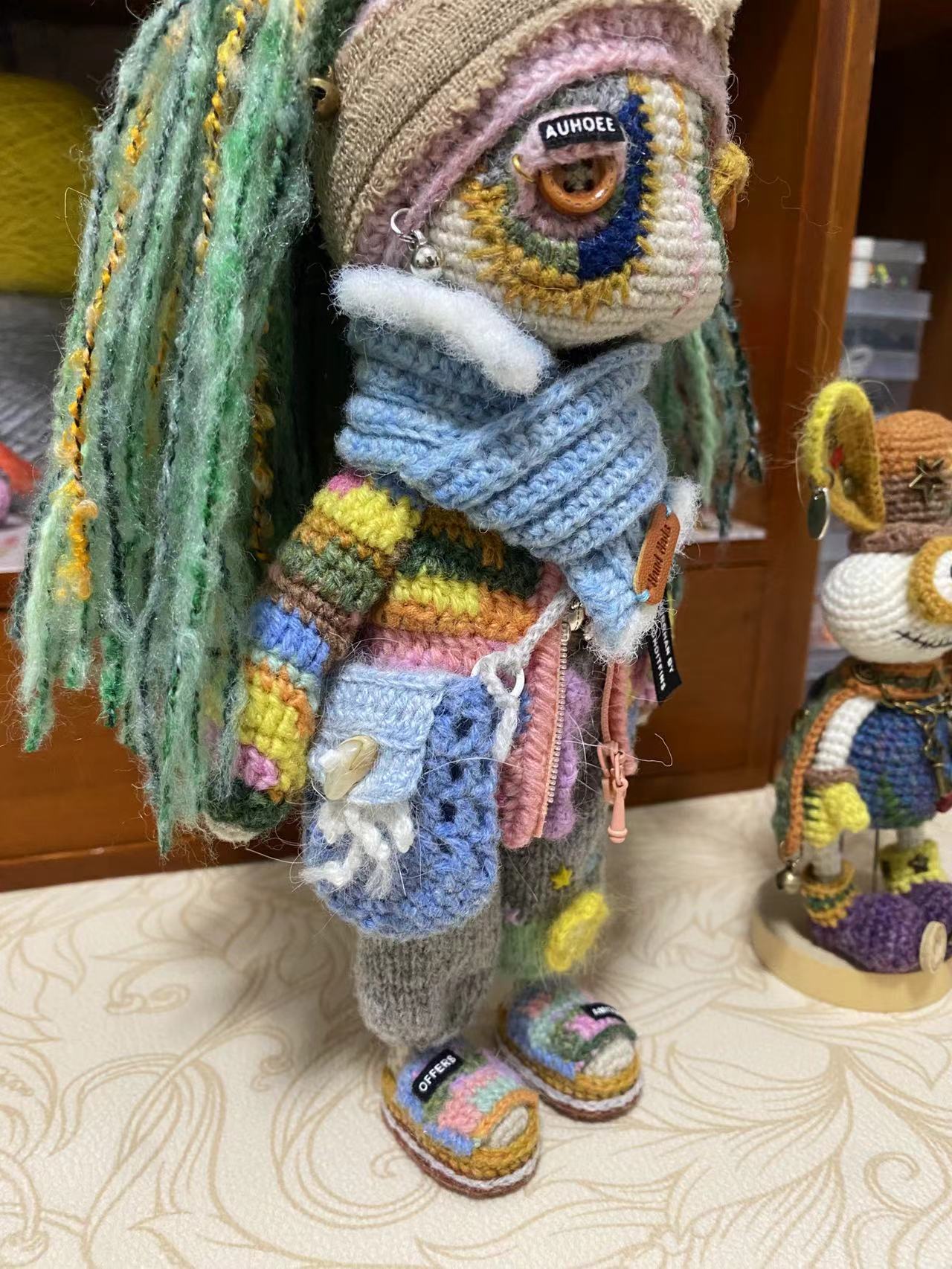 Handcrafted Knitted Doll with Detachable and Interchangeable Clothing